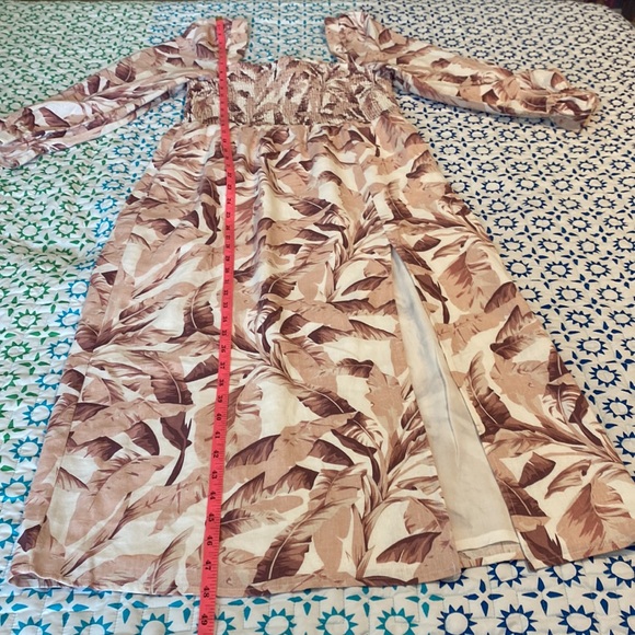 NWOT House of Harlow 1960 Palm Leaf Smock Linen Blend Midi Dress White P… - Picture 8 of 12